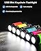 Cussity Mini Keychain Flashlights USB Rechargeable, Colorful Small LED Flashlight Torches for Kids/Adult Hiking Camping, Waterproof Pocket Flashlights for Backpack/Belt, (3Packs)