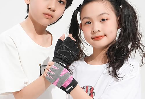 CXQRR Girls Half Finger Bike Gloves Fingerleses Cycling Non Slip Sun Protection Riding Gloves for Youth Kids 3-8T