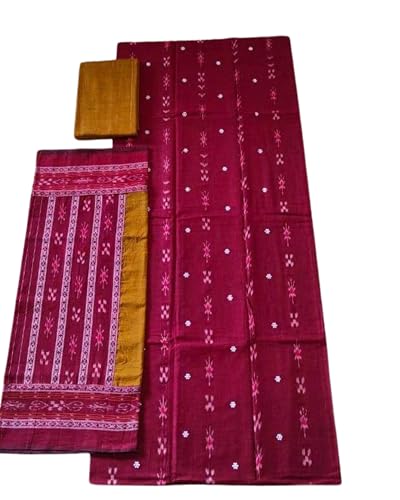 Image of Odisha Sambalpuri Handloom Woman's Pure Cotton Handloom Dress Material With Dupatta Bottom Wear 3 Pic Set Sambalpuri dress material Unstitched