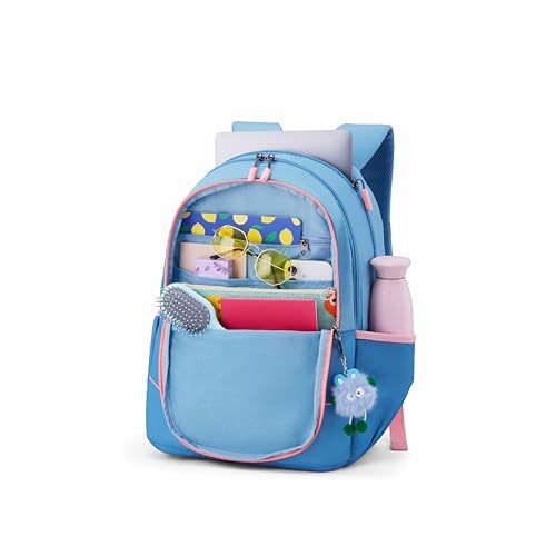 Image of American Tourister Diva | 35 Ltrs | 3 Compartments | Bottle Pocket | Ergonomic Padded Back Panel & Shoulder Straps | High School Backpack | 1 Year International Warranty | Elemental Blue