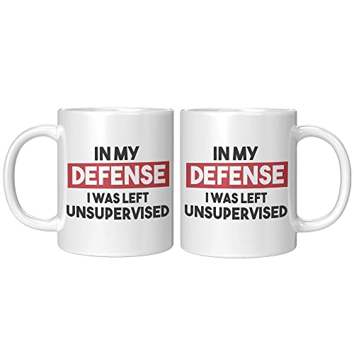 Panvola In My Defense I Was Left Unsupervised Sarcastic Ceramic Mug 11Oz For Coworker Classmate Novelty Drinkware Ceramic Cup 11 Oz White 11Oz (11 Oz) #TOP7