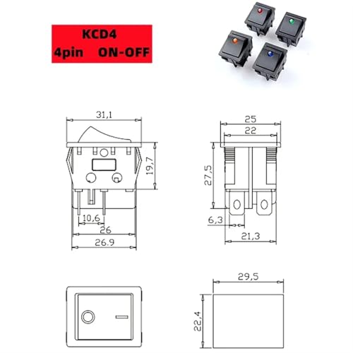 Interruptor de botón ON-OFF con contactos plateados y alta conductividad de 250V 7