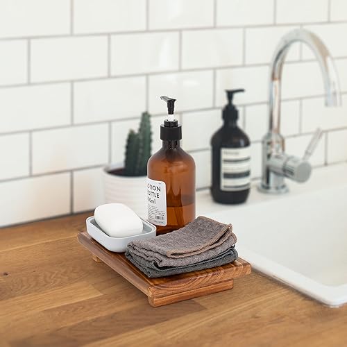 Qiannhee Wood Risers For Decor,Waterproof Wooden Soap Tray For Bathroom Counter Decor,Small Pedestal Stand Holder thumb #3