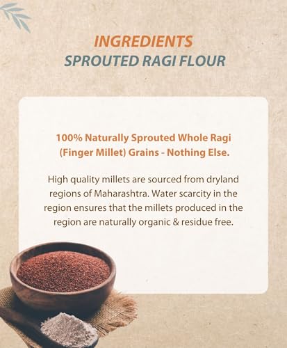 Image of Organic Wisdom-Back to Roots Sprouted Ragi Atta (Flour)|100% Natural Finger Millet | Gluten Free & Stone -grounded Nachni (Kelvaragu) atta|Rich in Calcium & Iron (400g)