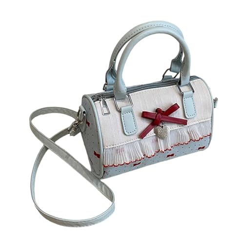 Handtasche mit Punkt-Schleifen-Design, verstellbarer Schultergurt, leicht, PU, Crossbody-Tasche für Damen, blau, One Size