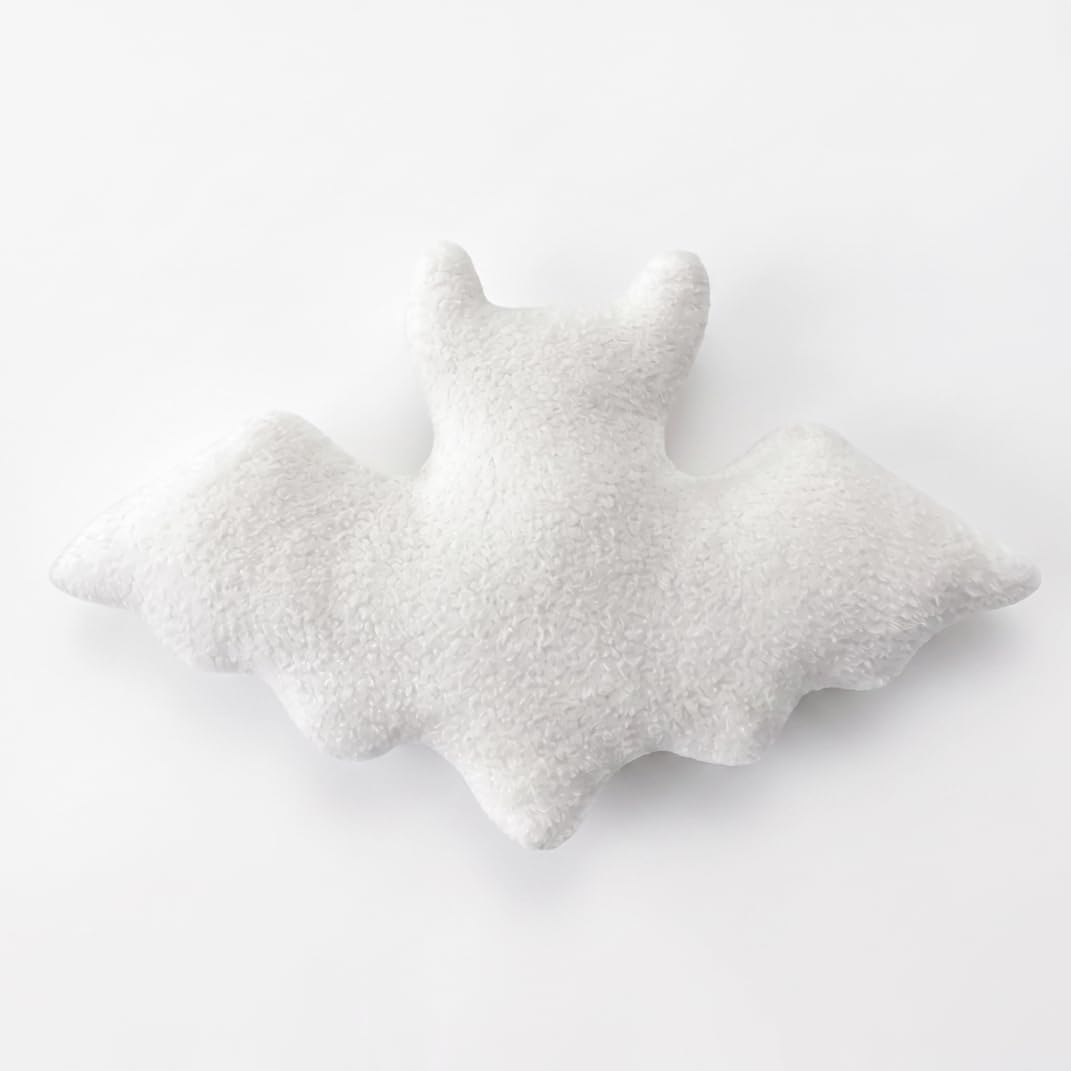 Licsaliwe Bat Pillow Gothic Throw Pillows, Soft Plush Halloween Decorative Cushion, Shaped Throw Pillows, Halloween Gothic Black Bat Stuffed Pillow For Couch Sofa Bed Car, White