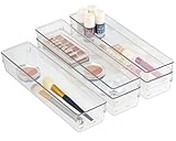 ZEXALOR Juego de contenedores organizadores de cajones transparentes, separadores de