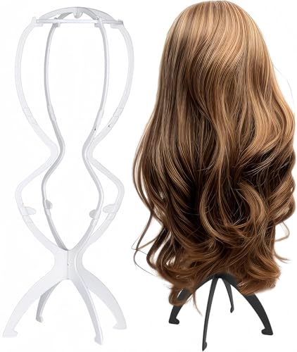 Zhenghebuy Wig Stand 2 Pack 50cm Folding Wig Stands for Long Hair Wig Stand Hats Stands Portable Head Stand Plastic Folding Wig Holder for Drying Wigs Storage Travel