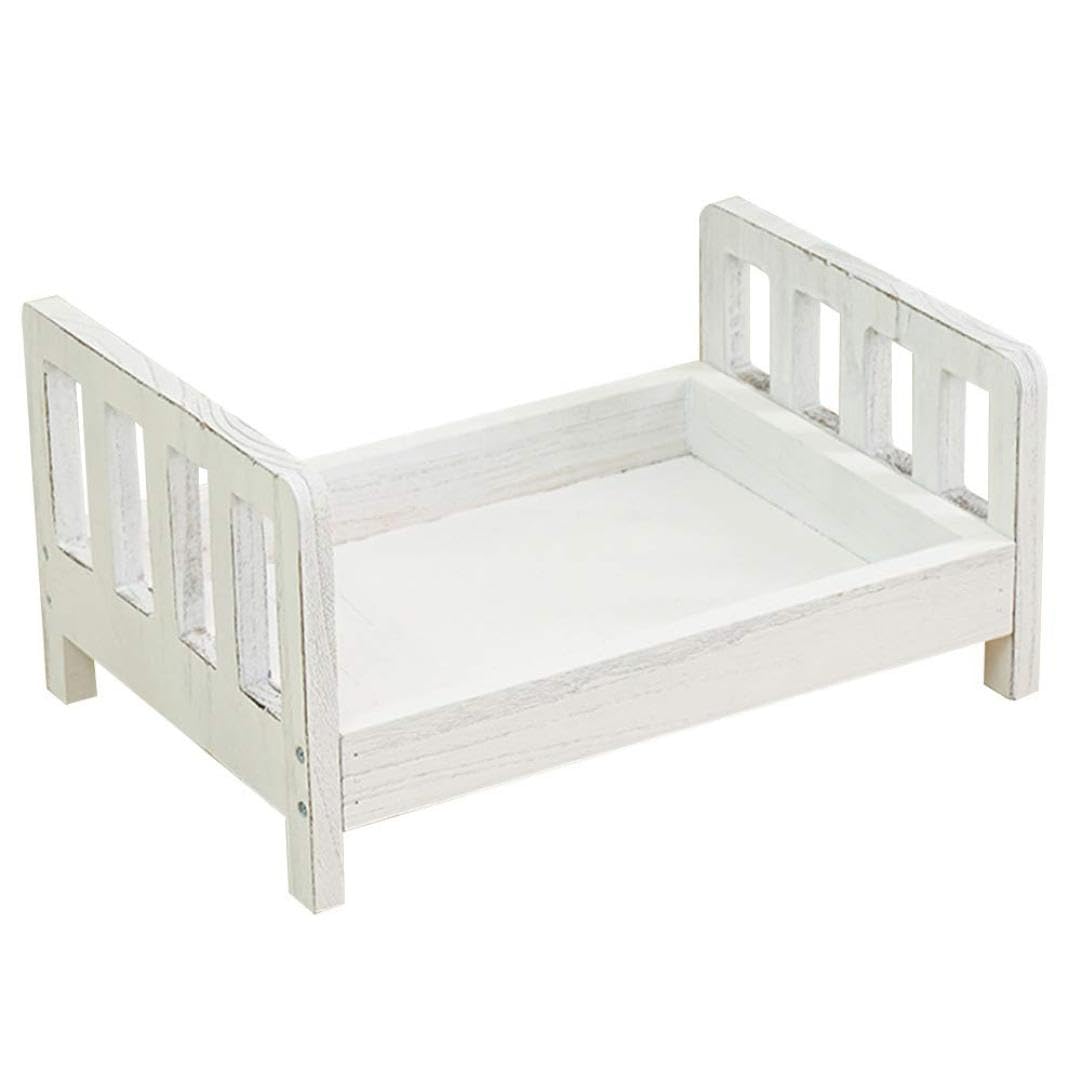 Props de fotografía de recién nacidos, fondo de cama de madera, fondo de fotos de bebé, cama de madera pequeña de bricolaje, cama extraíble, accesorios de accesorios de cuna de estudio, fondo de cama