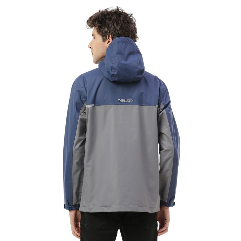 Image of Zeel Raingear Stylish Rain Jacket for Men Waterproof for Bike Riders with Adjustable Hood along with inner pockets,Waterproof Rainwear with Lightweight Polyester Jacket, ZRR003