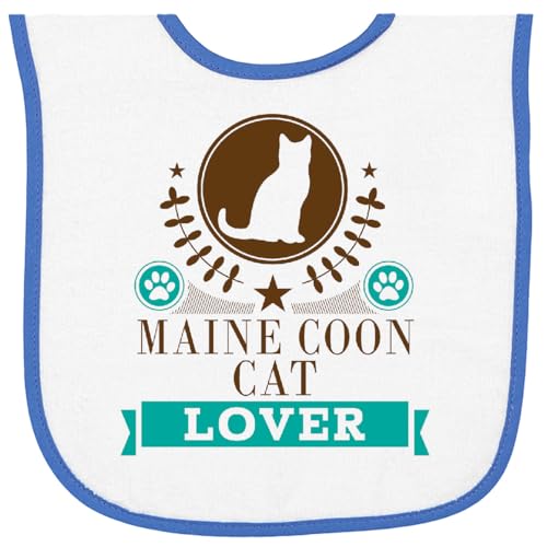 inktastic Maine Coon Cat Lover Gift Baby Terry Cloth Bib White and Royal 22890