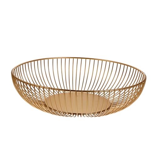 Cabilock Metal Wire Snack Storage Basket Round Fruit Bowl Kitchen Counter Decor for Home