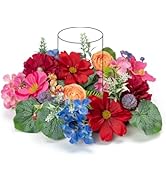 WELL KNOWN Artificial Flowers Candle Rings Wreath, 12" Small Spring Wreath for Candles & Candleho...