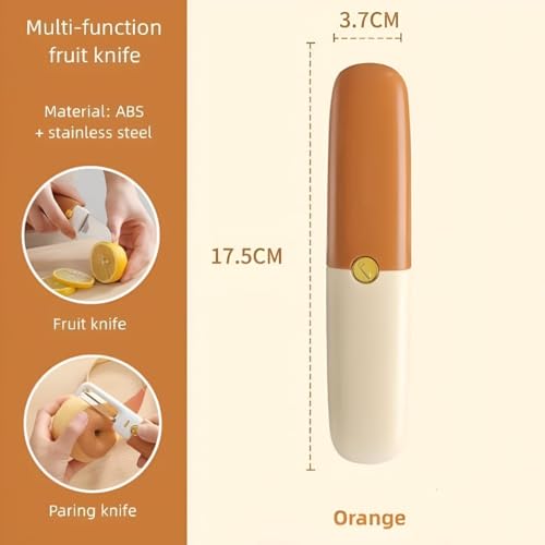 Image of 2-in-1 Fruit Knife & Peeler | Portable Folding Paring Knife with Stainless Steel Blade | Compact Travel Kitchen Tool | Vegetable & Fruit Cutter with Safety Cover