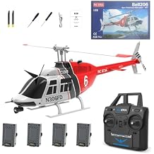 PIONEERX C138 206 Remote Control Helicopter, 2.4GHz 4CH Rc Era Helicopter Single Propeller Aileron RC Aircraft One Click Roll Takeoff and Landing Six-axis Gyroscope for Adults Beginners4 Battery/Red