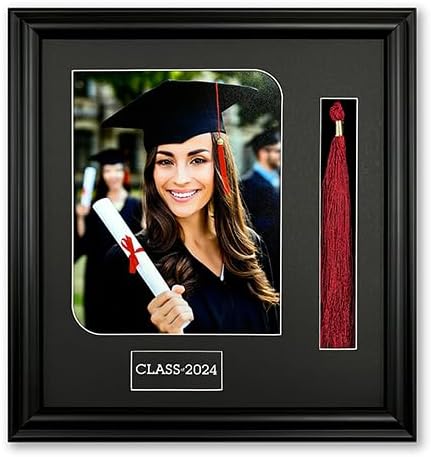 Black Wood Graduation Tassel Picture Frame for 8x10 Print with Text Card