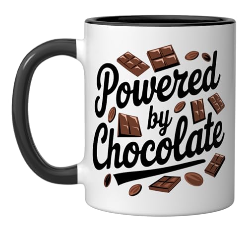 Chocolate Theme Powered By Chocolate, Chocolate Lover Ceramic Mug, Black/White