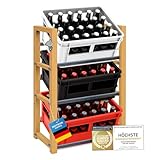Dimono® Getränkekistenregal aus Bambus; Regal für 2, 3 oder 6 Getränkekisten, stabile Leergut Aufbewahrung für Bier, Wasser & Limonade, nachhaltige und platzsparende Lösung (3 Kisten)