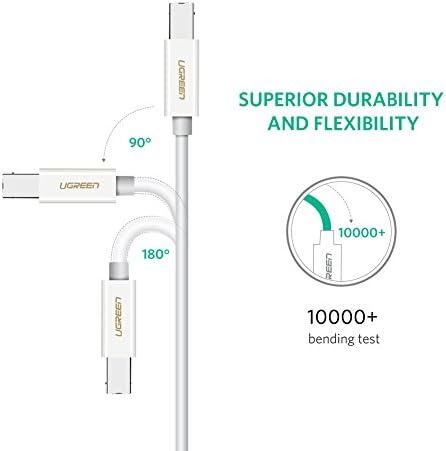 UGREEN USB B - USB C Yazıcı Kablosu Thunderbolt 3 Tip C Erkek - USB B Erkek Kurşun Epson HP Brother WiFi Yazıcı Tarayıcı ile Uyumlu MacBook MatePad ThinkPad iPad Pro Surface Pro Galaxy (1 m) - Görsel 5