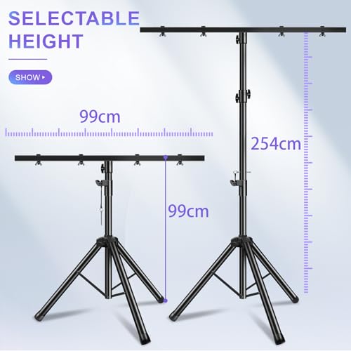 futrue-wolker 2 Stücke Lichtstativ mit Quertraverse, 1m-2,5m Höhenverstellbare DJ lichtstativ für Bühnenbeleuchtung & Konzerbeleuchtung, für bis zu 4 DJ Licht