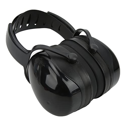 Soundproof Earmuffs, Lightweight Noise Reduction Black Compact Hearing Safety Headphones Adjustable Comfortable Break Resistant for Industrial