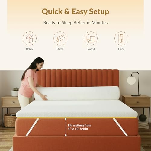 Image of SleepyHug OrthoSoft Plus HR Foam Mattress Topper | 2 Inch Medium-Firm Support | Improves Back Support & Mattress Firmness | Quilted Cover | Anti-Skid Base | 72x48x2 Inches, Off-White