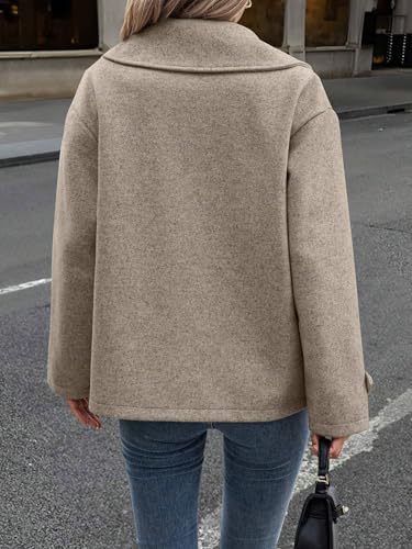 Women's Pea Coat Trench Jacket Lapel Collar Dropped Shoulder Loose Mid-Length Coat3