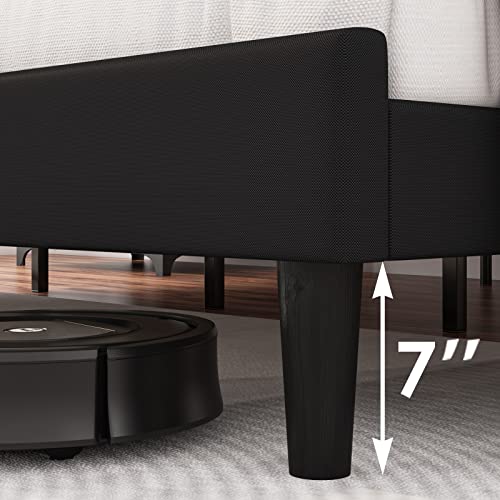 Hostack Full Size Bed Frame, Linen Fabric Upholstered Platform Bed Frame With Adjustable Headboard, Diamond Tufted Mattress Foundation With Wood Slats, Easy Assembly, No Box Spring Needed, Black #TOP5