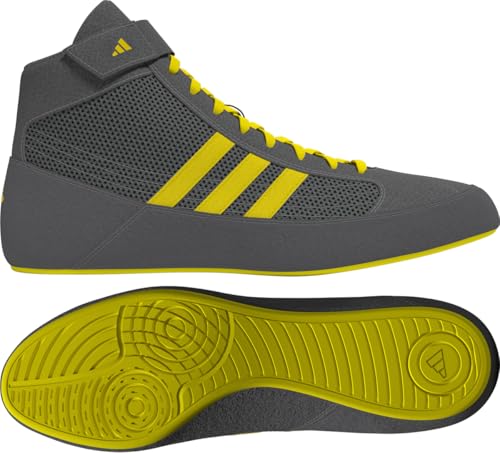 adidas HVC 2 Wrestling Shoes, Grey/Yellow, Adult 8 by adidas - Used condition - US$51.33