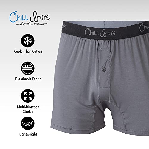 Chill Boys Soft Bamboo Boxers For Men - Cool Comfortable, Breathable Mens Underwear - Boxer Shorts (Large, Bamboo Grey) #TOP1