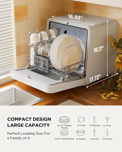 image for Silonn Portable Countertop Dishwasher with App Control, Mini Dishwashe