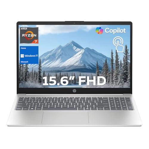 HP Touchscreen Laptop for Performance and Daily Work, 15.6' HD Display, AMD Ryzen 7 7730U Processing for Multitasking, 32GB RAM, 1TB SSD, HDMI, USB-C, Wi-Fi 6, Webcam, Windows 11 Home, Silver