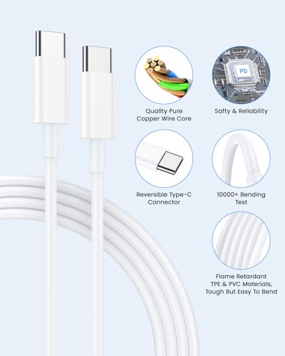 USB C Ladegerät mit Ladekabel 2Pack, 20W PD Schnellladegerät mit 2M USB C Kabel Universell für iPhone 17/16/15, iPad Pro/Air, MacBook