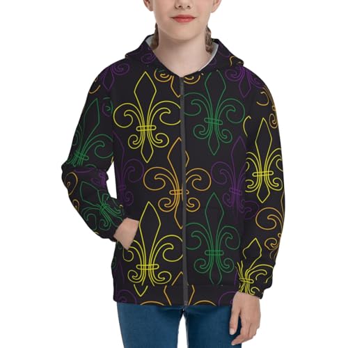 Mardi Gras Carnival Kid Hoodies Boys Zip Up Sweatshirts Girls Pullover with Pocket3