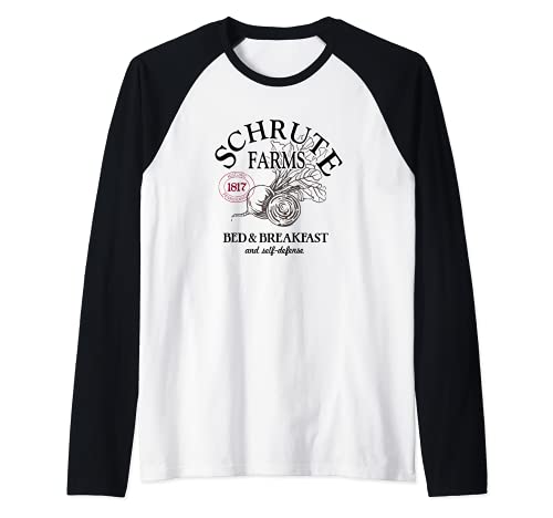 The Office Etiqueta grande de Schrute Farms Camiseta Manga Raglan
