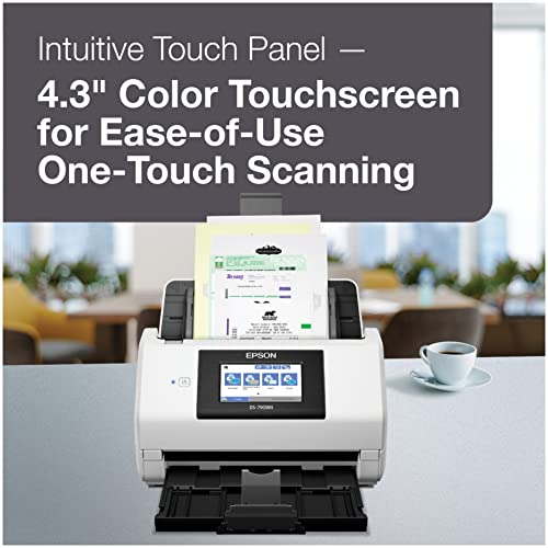 Image of Epson DS-790WN Wireless Network Color Document Scanner for PC and Mac with Duplex Scanning,Computer-Free Function, 100-page Auto Doc Feeder (ADF) and 4.3 inch Colorful LCD Touchscreen