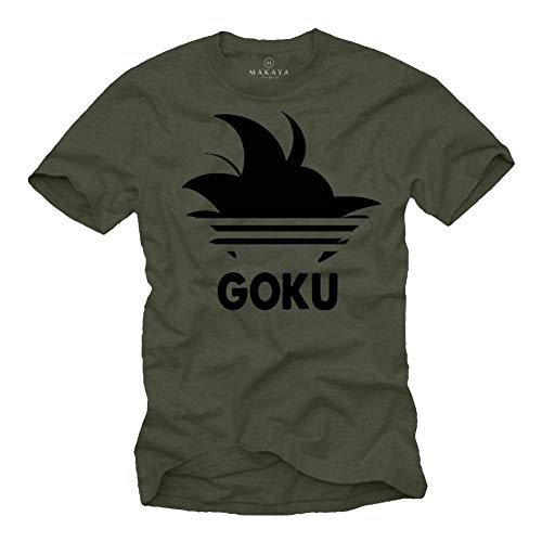 MAKAYA Camiseta Goku para Hombre - Pelo Dragon Hair Roshi Son Master Ball Gris M