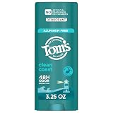 Tom’s of Maine Clean Coast Natural Deodorant for Men and Women, Aluminum Free, No Artificial Fragrances, Dyes, or Preservatives, Baking Soda Free, 48-Hour Odor Protection, 3.25 oz