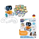 Vtech Codi, der clevere Mal-Roboter – Deutscher Lernroboter für Kinder 4-8 Jahre zum Zeichnen & Codieren, inkl. 15 Chipkarten, Stift & 40 Codierbeispielen
