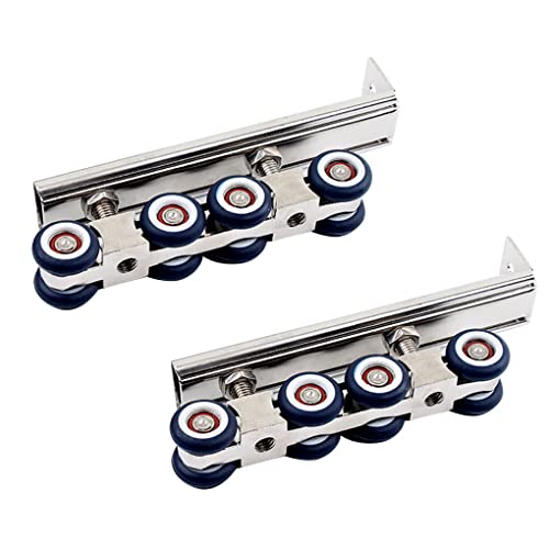 siduytin 2 unids/set rodillo de puerta corredera 4/8 ruedas Universal suave bola colgante rueda carril polea Metal para accesorios de armario, 138x25x60mm