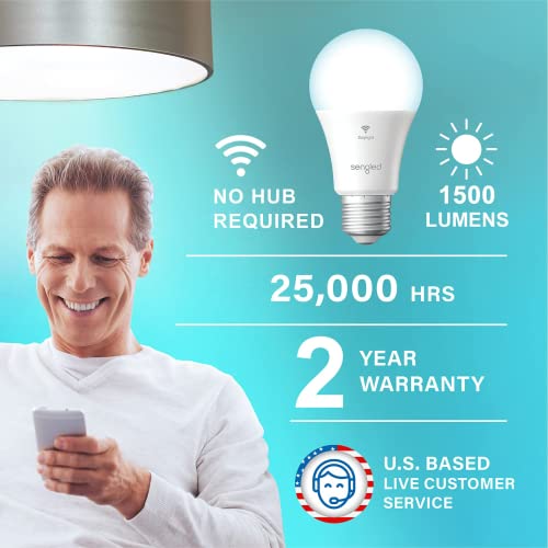 Sengled Smart Light Bulbs, 100W Equivalent Wifi Light Bulb, 1500Lm High Brightness Smart Bulbs That Work With Alexa Google, Dimmable A19 Daylight 5000K Alexa Light Bulb, Cri>90, No Hub Required, 4Pack #TOP1