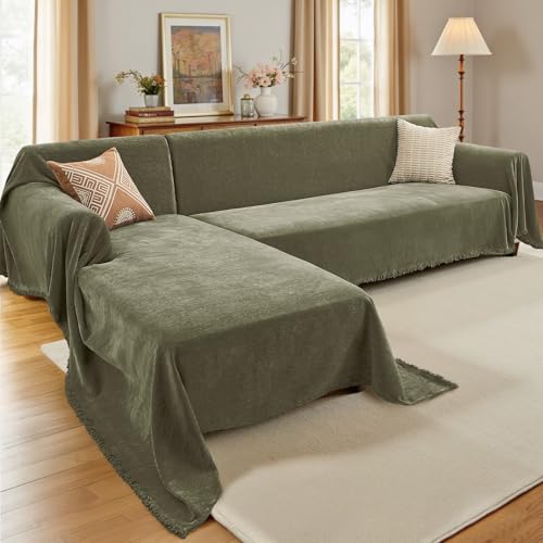 Capaloca L-Shaped Chenille Couch Cover Set (X-Large)