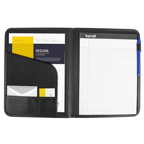 Samsill Professional Padfolio - Faux Leather Portfolio Folder for Men and Women, Leather Padfolio with 8.5 x 11 Writing Pad, Resume Portfolio Folder, Functional Business Portfolio for Meetings and Interviews, Black - Thumbnail 4