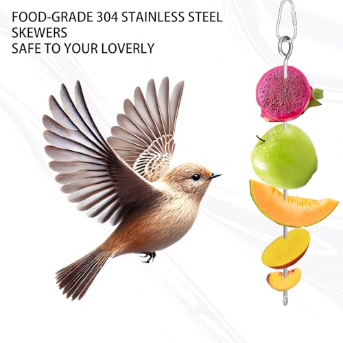 3 peças de suporte de comida para pássaros, pequenos animais, de aço inoxidável, para frutas, legume