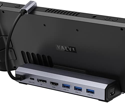 JSAUX Docking Station Compatible with Steam Deck, 7-in-1 Steam Deck Dock with 4K@60Hz HDMI & DisplayPort, Gigabit Ethernet, 3 USB-A 3.2 and USB-C 100W Input Compatible with Valve Steam Deck-HB0702