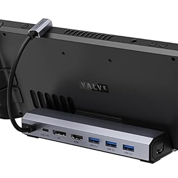 JSAUX Estação de ancoragem para Steam Deck/Rog Ally/Legion Go, base Steam Deck 7 em 1 com HDMI 4K @60Hz, DisplayPort, Gigabit Ethernet, USB-A 3.2 e carregamento de 100W compatível com Steam Deck