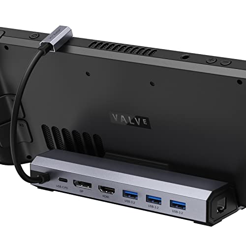JSAUX Docking Station for Steam Deck/Rog Ally/Legion Go, 7-in-1 Steam Deck Dock with HDMI 4K@60Hz, DisplayPort, Gigabit Ethernet, USB A 3.2 and 100W Charge Compatible with Steam Deck OLED-HB0702 by JSAUX - Used condition - US$47.49