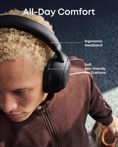 soundcore Space 2 by Anker, Active Noise Cancelling Headphones, Comfortable Fit, 50H Playtime, LDAC Hi-Res Wireless Audio, Dual Connection, Clear Calls, Bluetooth 6.1, Nap Mode, Wearing Detection - 3