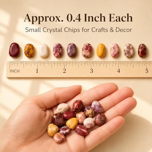 Image of Polished Mookaite Jasper Crystal Chips Set, 0.4 inch, 128 Pcs - Handpicked Tumbled Stones Quartz and Crystals Bulk for Healing, Reiki, Meditation, Witchcraft and Home Decor
