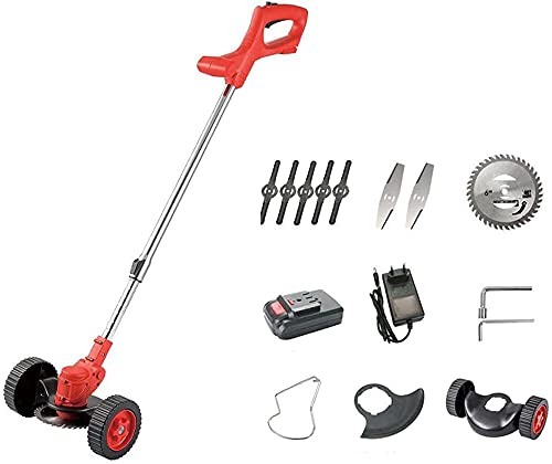 WQZzjm Cortadora de césped inalámbrica de Empuje con Ruedas extraíbles, desbrozadora eléctrica de Mano de Iones de Litio de 24 V, bordeadora de jardín de 2000 mAh.